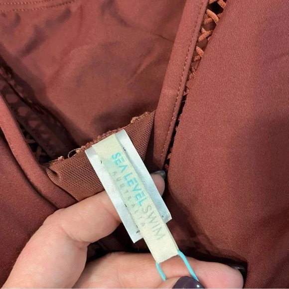 NWT Sea Level Swim Eco Essentials Spliced One Piece Cinnamon Size 14 - Picture 5 of 12